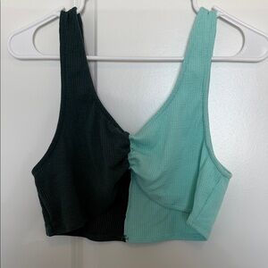 Wild Fable Green and Teal Ribbed Crop Top